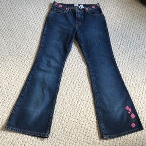 Calvin Klein BEADED Boho Dark Jeans NWT New! Bell Flare 7 26